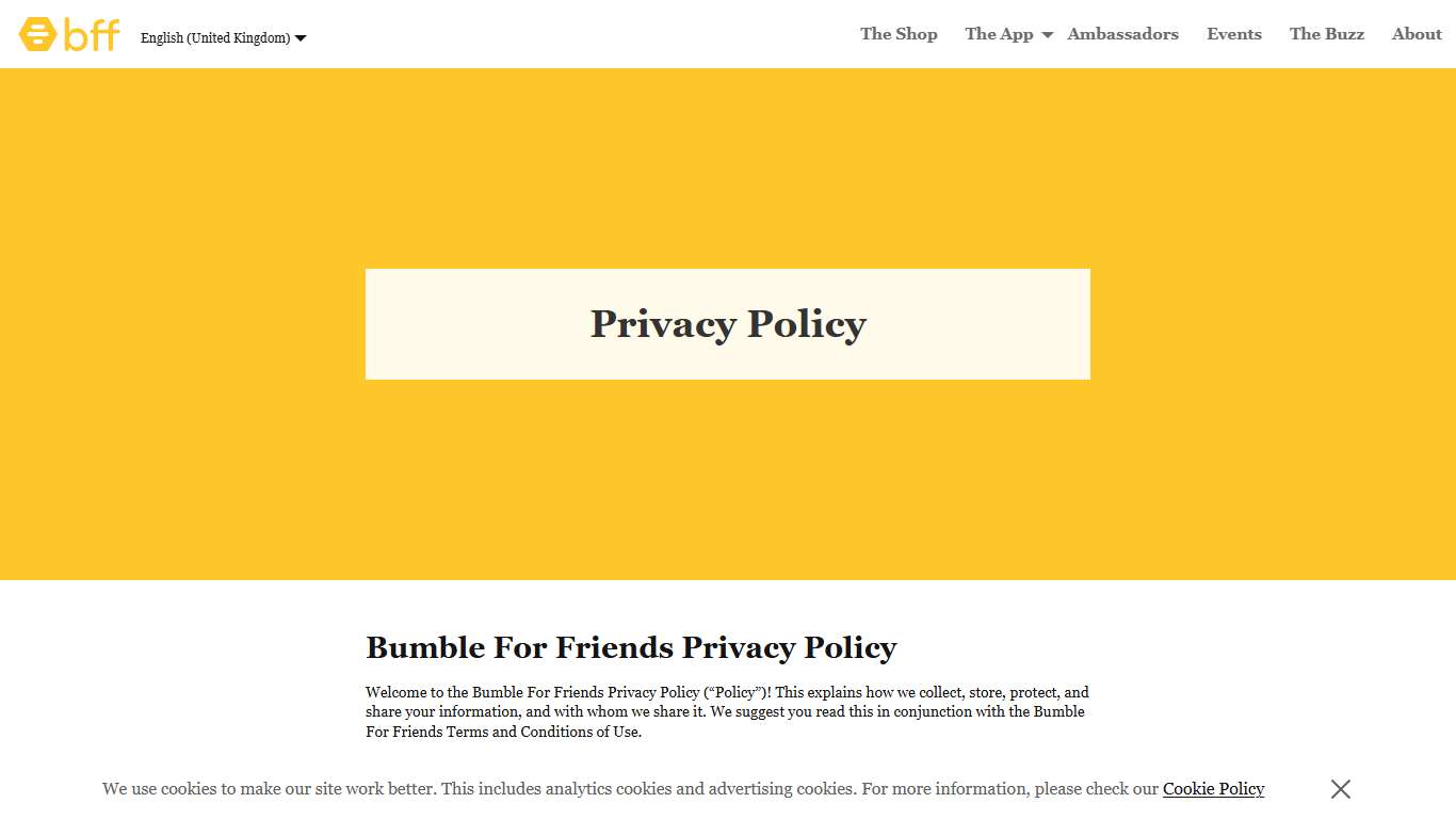 Bumble For Friends - Privacy